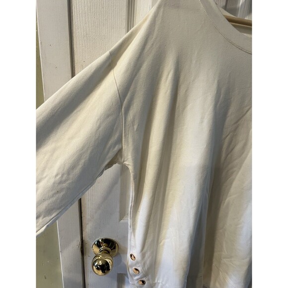 Chicos Zenergy Top Womens 2 Sz L Knit Button Hem Casual Coastal Sweatshirt New - Picture 6 of 8